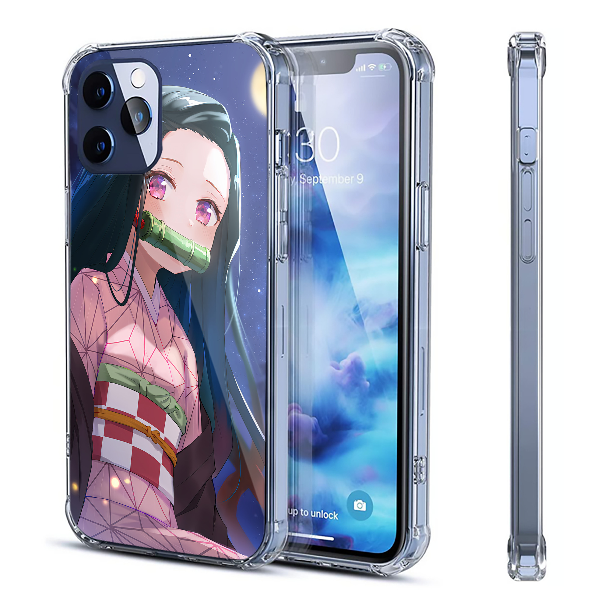 （画像用） 鬼滅の刃（きめつのやいば）竈門 禰󠄀豆子／かまど ねずこ Kamado Nezuko 【iPhone 12シリーズ対応】透明スマホケース（クリアソフトケース）